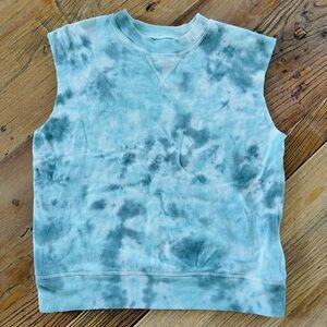 Blue Tie Dye Muscle Tee Sleeveless Shirt Sz XS.